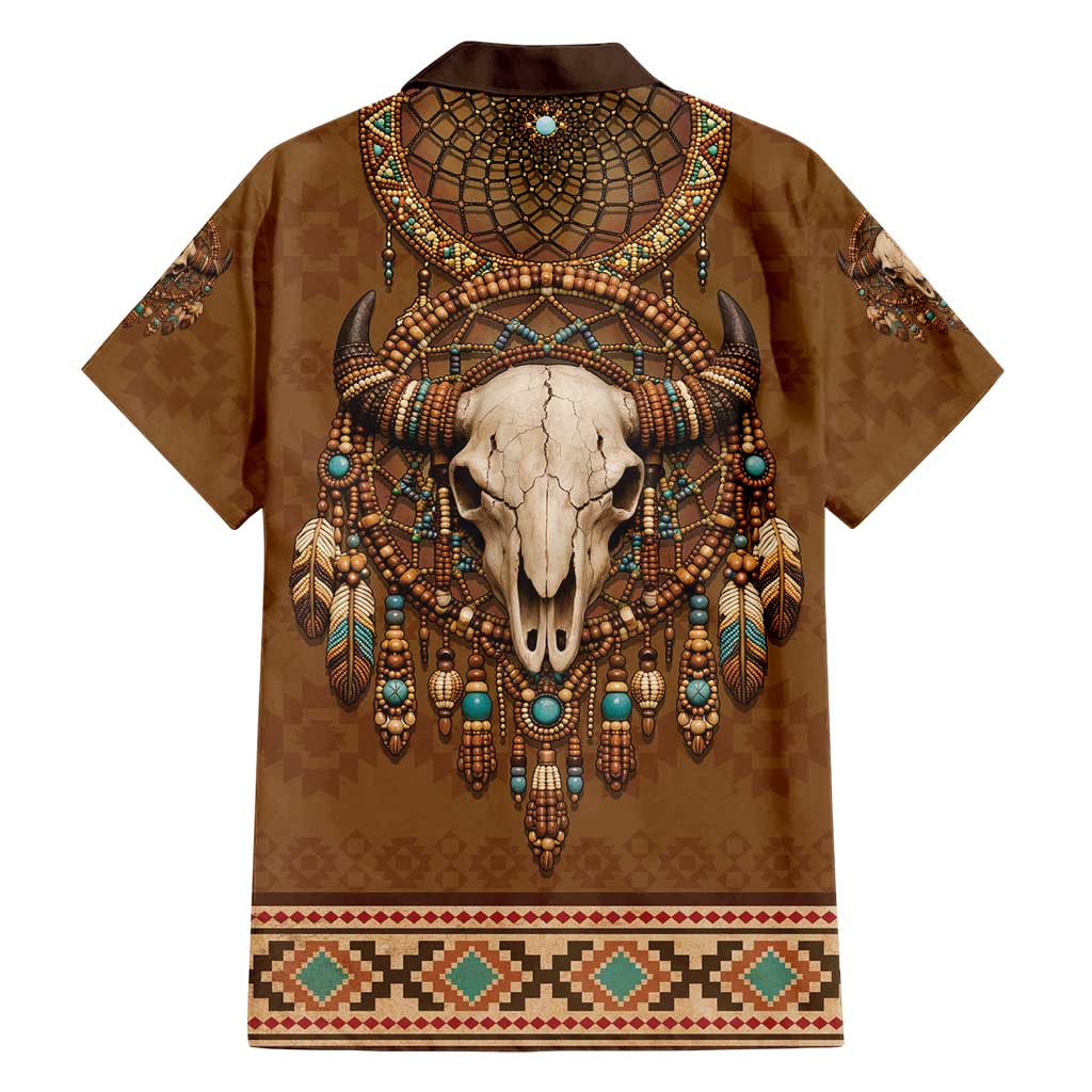 Bison Native American Hawaiian Shirt Tribal Feather Dreamcatcher Boho Style