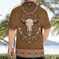 Bison Native American Hawaiian Shirt Tribal Feather Dreamcatcher Boho Style