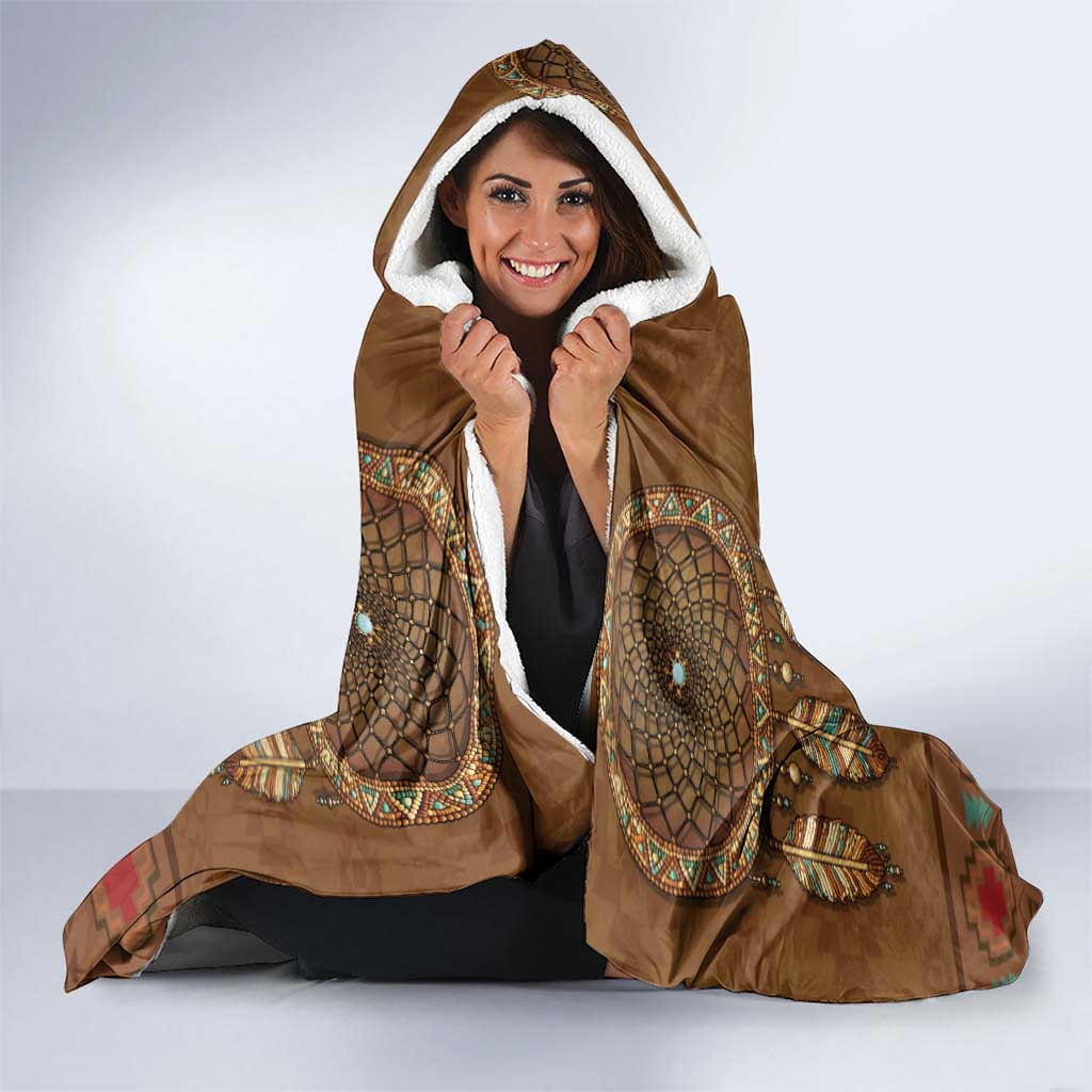 Bison Native American Hooded Blanket Tribal Feather Dreamcatcher Boho Style