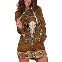 Bison Native American Hoodie Dress Tribal Feather Dreamcatcher Boho Style