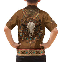 Bison Native American Kid Hawaiian Shirt Tribal Feather Dreamcatcher Boho Style