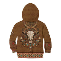 Bison Native American Kid Hoodie Tribal Feather Dreamcatcher Boho Style