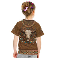 Bison Native American Kid T Shirt Tribal Feather Dreamcatcher Boho Style