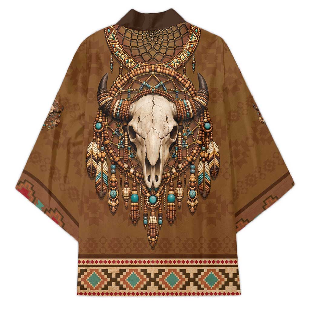 Bison Native American Kimono Tribal Feather Dreamcatcher Boho Style