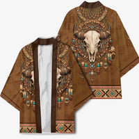 Bison Native American Kimono Tribal Feather Dreamcatcher Boho Style