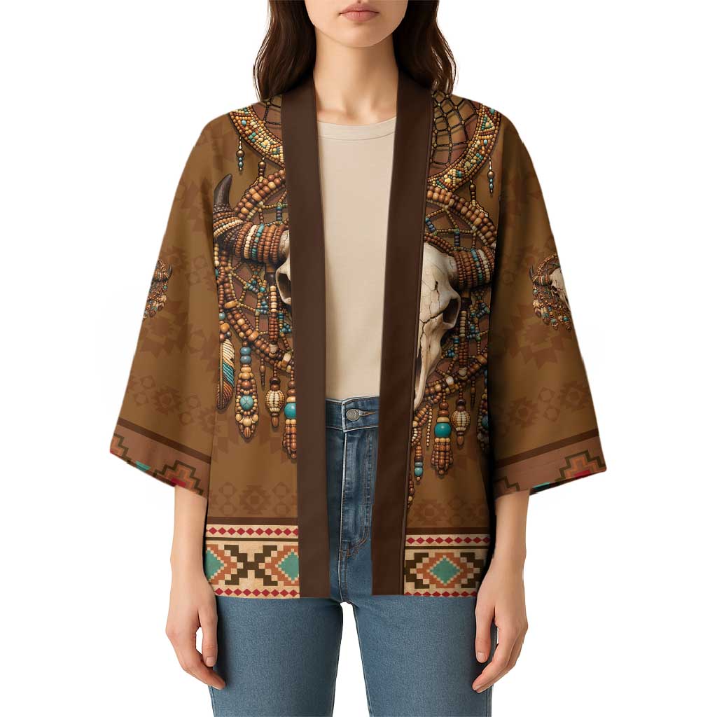 Bison Native American Kimono Tribal Feather Dreamcatcher Boho Style