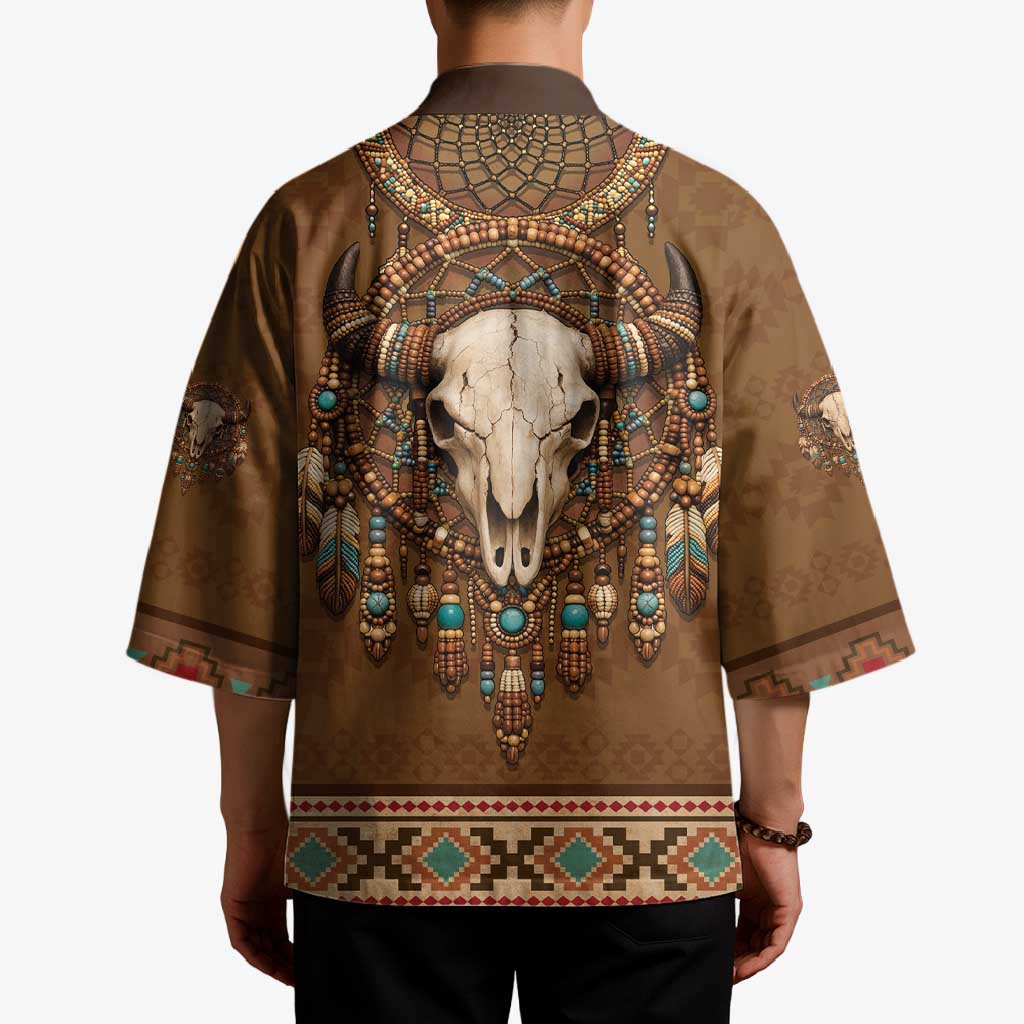Bison Native American Kimono Tribal Feather Dreamcatcher Boho Style