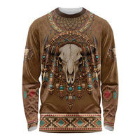 Bison Native American Long Sleeve Shirt Tribal Feather Dreamcatcher Boho Style