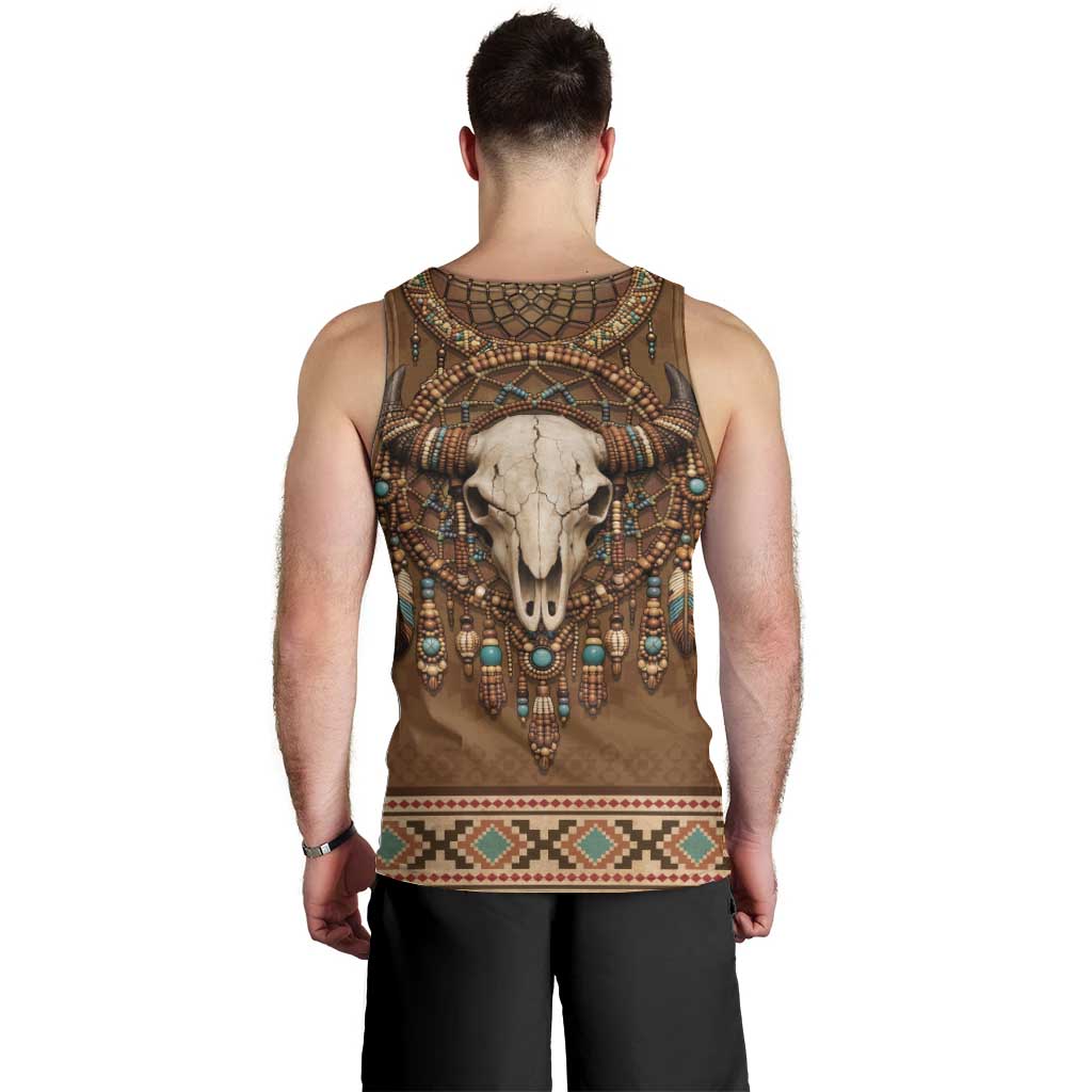 Bison Native American Men Tank Top Tribal Feather Dreamcatcher Boho Style