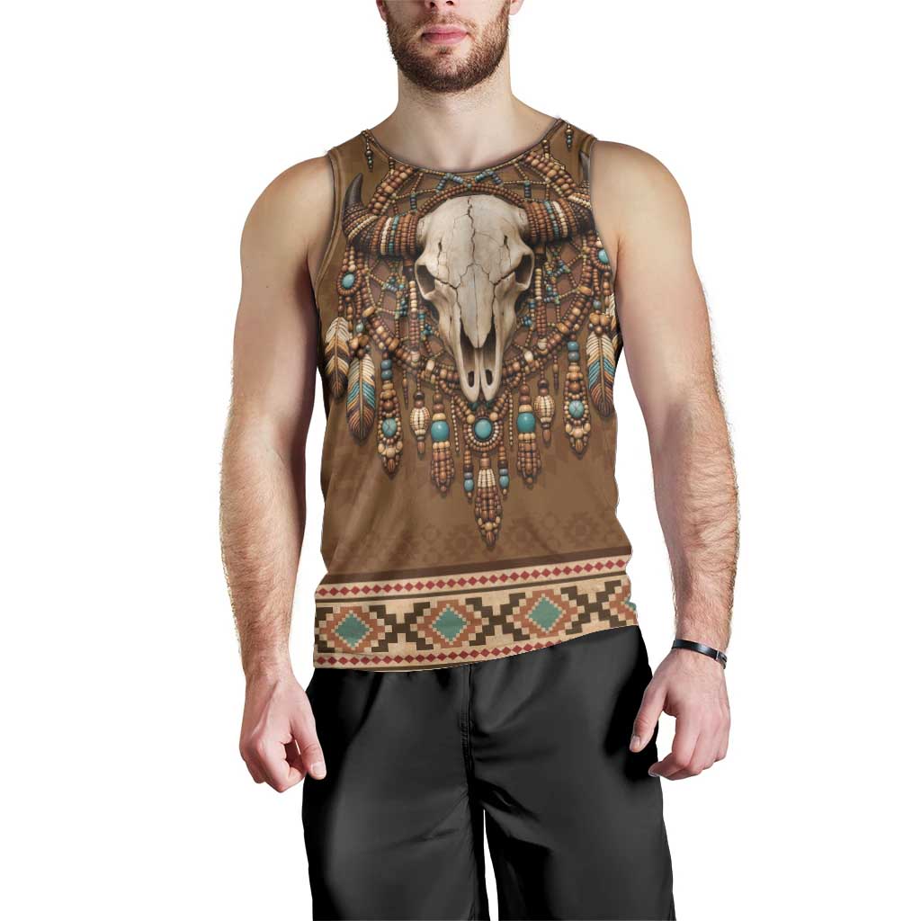 Bison Native American Men Tank Top Tribal Feather Dreamcatcher Boho Style