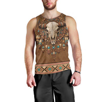Bison Native American Men Tank Top Tribal Feather Dreamcatcher Boho Style
