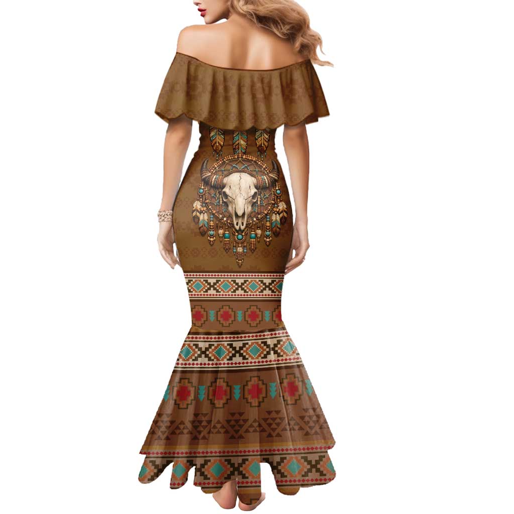 Bison Native American Mermaid Dress Tribal Feather Dreamcatcher Boho Style