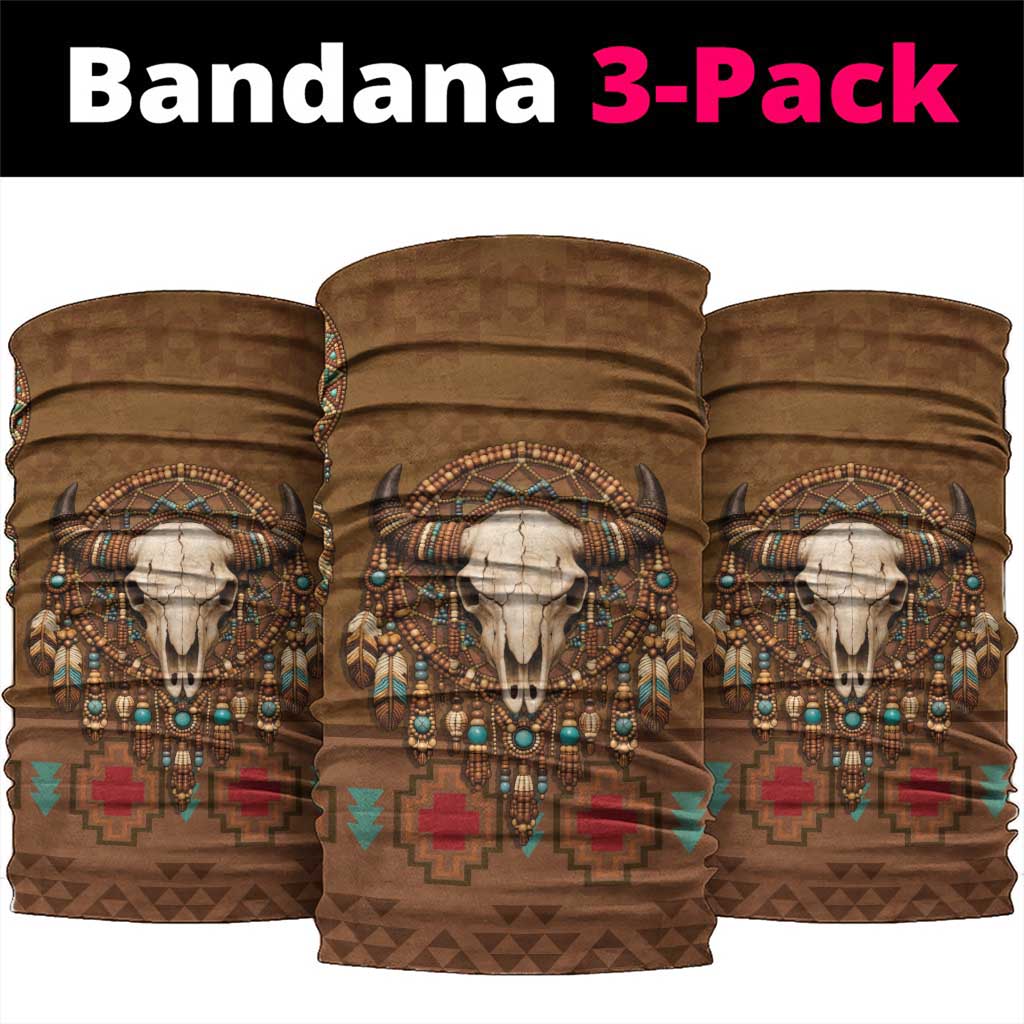 Bison Native American Neck Gaiter Tribal Feather Dreamcatcher Boho Style