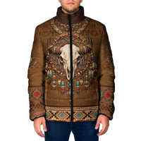 Bison Native American Padded Jacket Tribal Feather Dreamcatcher Boho Style