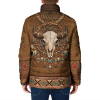 Bison Native American Padded Jacket Tribal Feather Dreamcatcher Boho Style