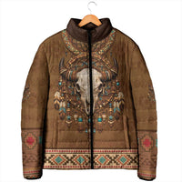 Bison Native American Padded Jacket Tribal Feather Dreamcatcher Boho Style