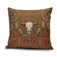Bison Native American Pillow Cover Tribal Feather Dreamcatcher Boho Style