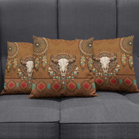 Bison Native American Pillow Cover Tribal Feather Dreamcatcher Boho Style