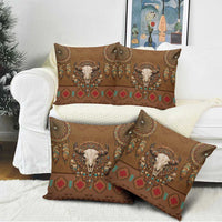 Bison Native American Pillow Cover Tribal Feather Dreamcatcher Boho Style