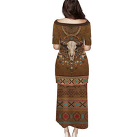Bison Native American Puletasi Tribal Feather Dreamcatcher Boho Style