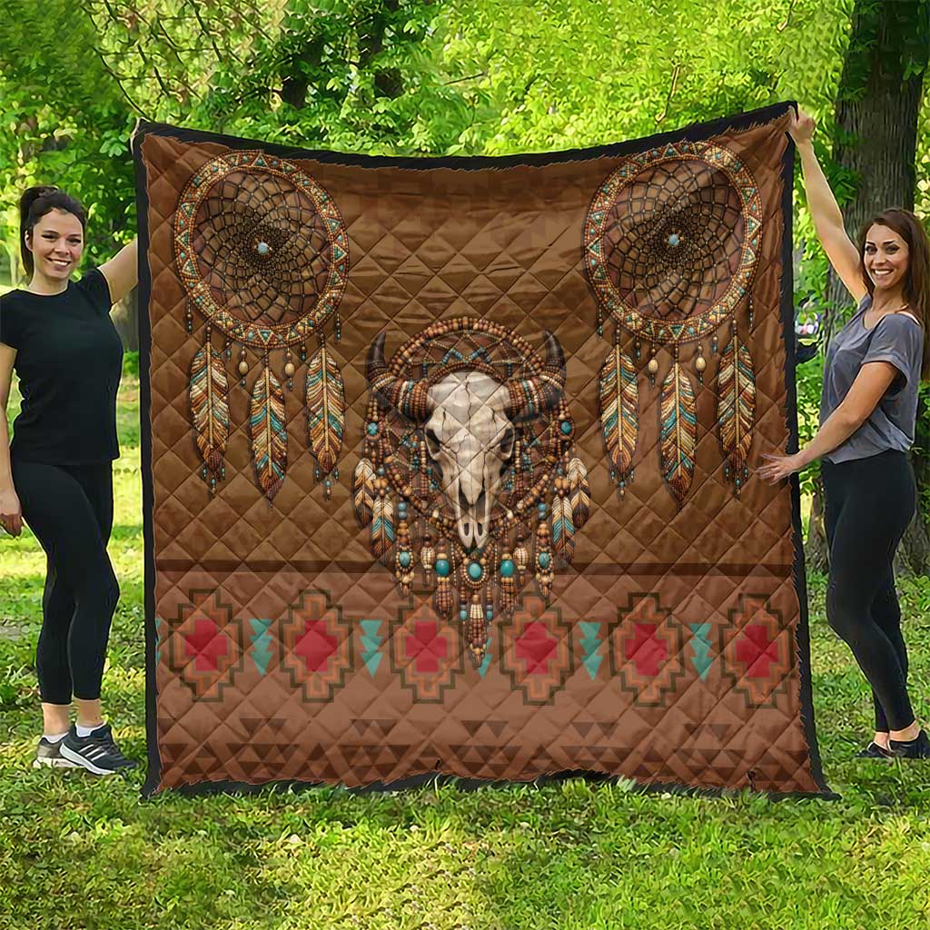 Bison Native American Quilt Tribal Feather Dreamcatcher Boho Style