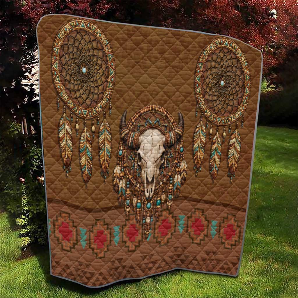 Bison Native American Quilt Tribal Feather Dreamcatcher Boho Style