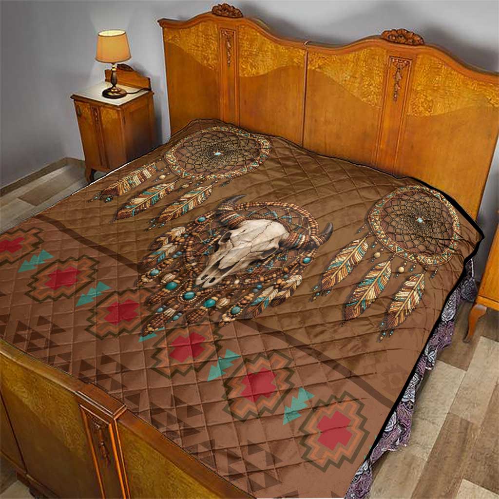 Bison Native American Quilt Tribal Feather Dreamcatcher Boho Style