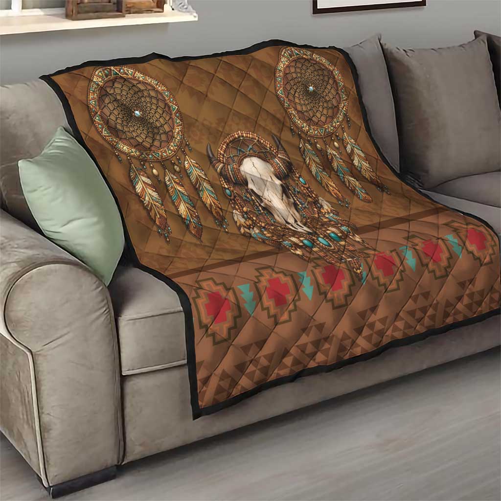 Bison Native American Quilt Tribal Feather Dreamcatcher Boho Style
