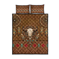 Bison Native American Quilt Bed Set Tribal Feather Dreamcatcher Boho Style