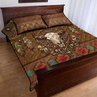 Bison Native American Quilt Bed Set Tribal Feather Dreamcatcher Boho Style