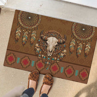 Bison Native American Rubber Doormat Tribal Feather Dreamcatcher Boho Style