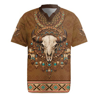 Bison Native American Rugby Jersey Tribal Feather Dreamcatcher Boho Style