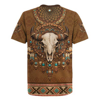 Bison Native American Rugby Jersey Tribal Feather Dreamcatcher Boho Style