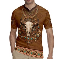 Bison Native American Rugby Jersey Tribal Feather Dreamcatcher Boho Style