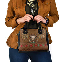 Bison Native American Shoulder Handbag Tribal Feather Dreamcatcher Boho Style