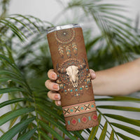 Bison Native American Skinny Tumbler Tribal Feather Dreamcatcher Boho Style