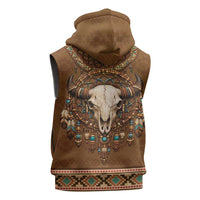 Bison Native American Sleeveless Hoodie Tribal Feather Dreamcatcher Boho Style
