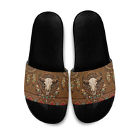 Bison Native American Slide Sandals Tribal Feather Dreamcatcher Boho Style