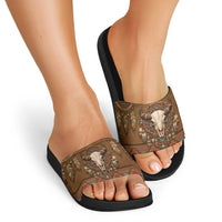 Bison Native American Slide Sandals Tribal Feather Dreamcatcher Boho Style