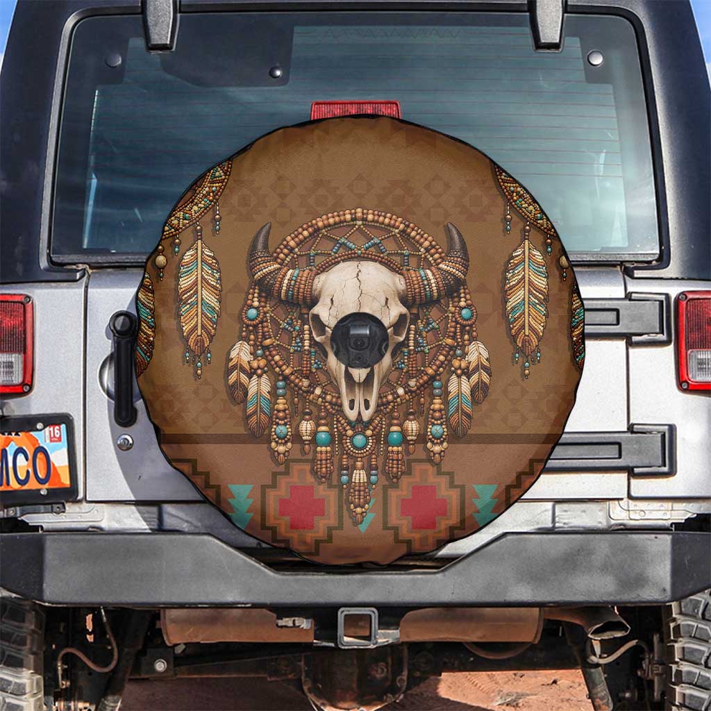Bison Native American Spare Tire Cover Tribal Feather Dreamcatcher Boho Style