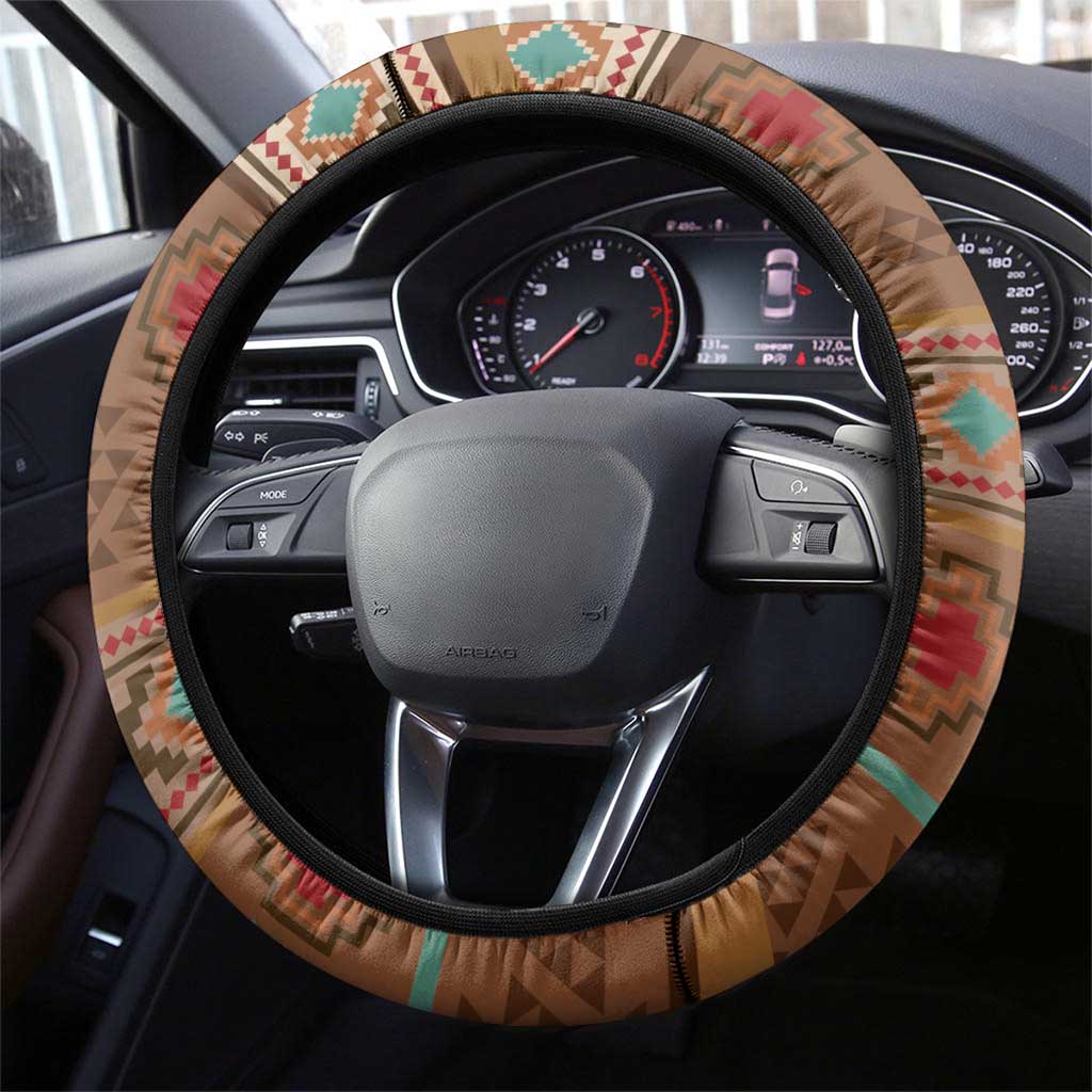 Bison Native American Steering Wheel Cover Tribal Feather Dreamcatcher Boho Style