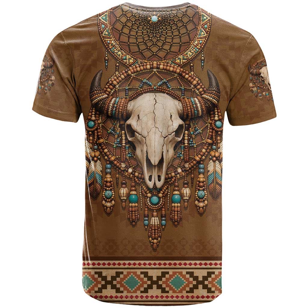 Bison Native American T Shirt Tribal Feather Dreamcatcher Boho Style