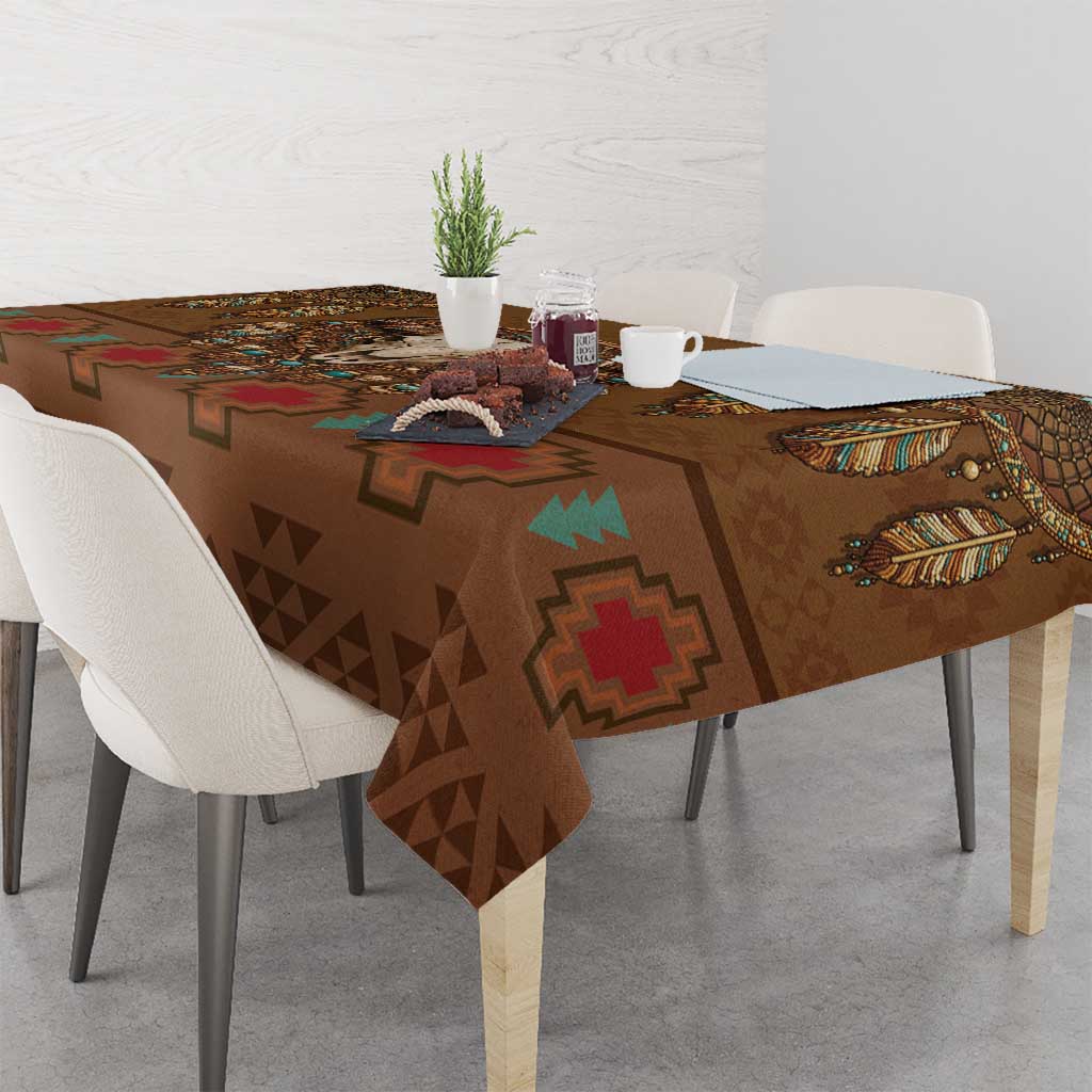 Bison Native American Tablecloth Tribal Feather Dreamcatcher Boho Style