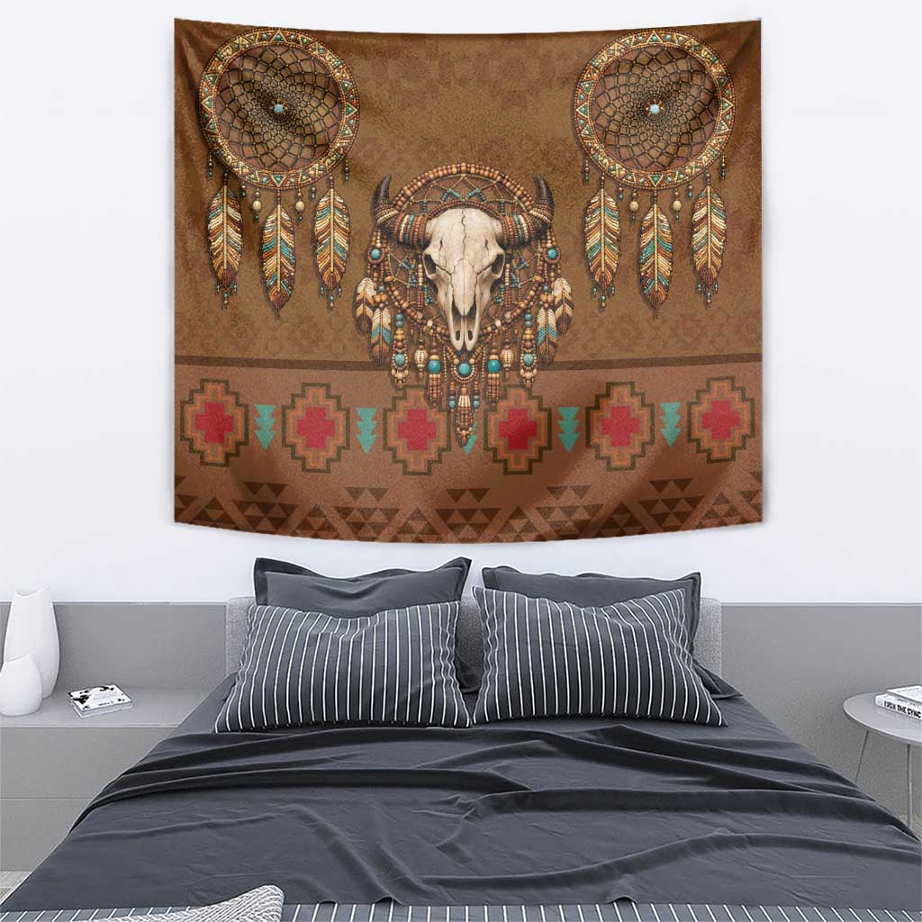 Bison Native American Tapestry Tribal Feather Dreamcatcher Boho Style