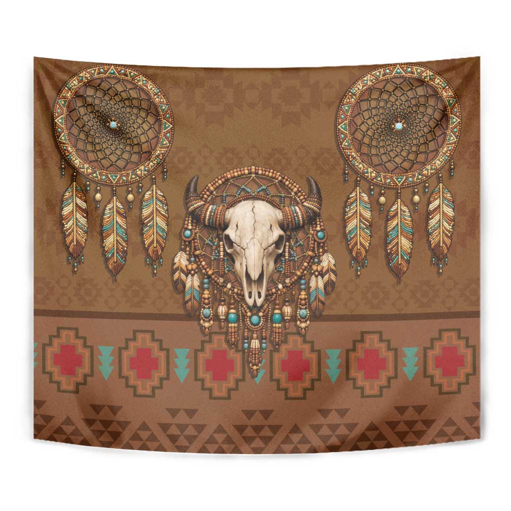 Bison Native American Tapestry Tribal Feather Dreamcatcher Boho Style