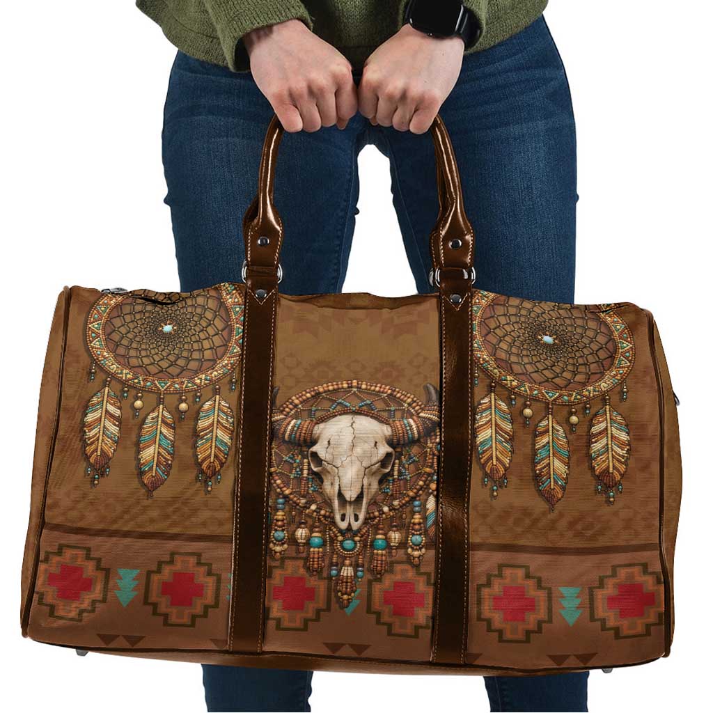 Bison Native American Travel Bag Tribal Feather Dreamcatcher Boho Style