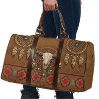 Bison Native American Travel Bag Tribal Feather Dreamcatcher Boho Style