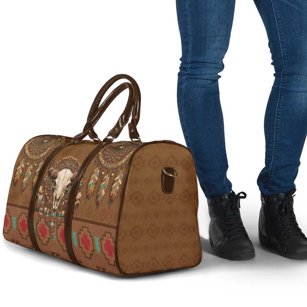 Bison Native American Travel Bag Tribal Feather Dreamcatcher Boho Style