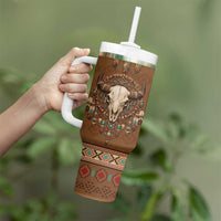 Bison Native American Tumbler With Handle Tribal Feather Dreamcatcher Boho Style