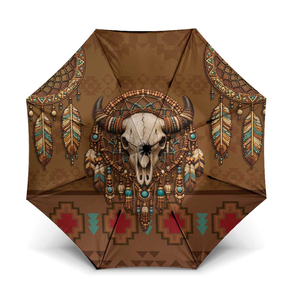 Bison Native American Umbrella Tribal Feather Dreamcatcher Boho Style